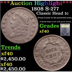 ***Auction Highlight*** 1808 S-277 Classic Head Large Cent 1c Graded xf By USCG (fc)