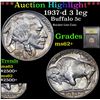 Image 1 : ***Auction Highlight*** 1937-d 3 leg Buffalo Nickel 5c Graded Select Unc By USCG (fc)