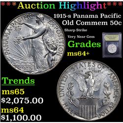 ***Auction Highlight*** 1915-s Panama Pacific Old Commem Half Dollar 50c Graded Choice+ Unc By USCG 