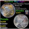 Image 1 : ***Auction Highlight*** 1922-s Rainbow Toned Peace Dollar $1 Graded GEM+ Unc BY USCG (fc)