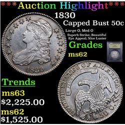 ***Auction Highlight*** 1830 Capped Bust Half Dollar 50c Graded Select Unc By USCG (fc)
