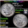 Image 1 : ***Auction Highlight*** 1891-p Morgan Dollar $1 Graded Select+ Unc By USCG (fc)