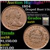 Image 1 : ***Auction Highlight*** 1804 Draped Bust Half Cent 1/2c Graded Select AU By USCG (fc)