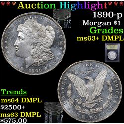 ***Auction Highlight*** 1890-p Morgan Dollar $1 Graded Select Unc+ DMPL By USCG (fc)