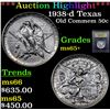 Image 1 : ***Auction Highlight*** 1938-d Texas Old Commem Half Dollar 50c Graded GEM+ Unc By USCG (fc)