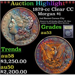 ***Auction Highlight*** 1879-cc Clear CC Morgan Dollar $1 Graded Select AU By USCG (fc)