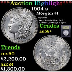 ***Auction Highlight*** 1904-s Morgan Dollar $1 Graded Choice AU/BU Slider+ By USCG (fc)