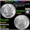 Image 1 : ***Auction Highlight*** 1878-p 7/8tf vam 38 R4 Morgan Dollar $1 Graded Choice Unc By USCG (fc)