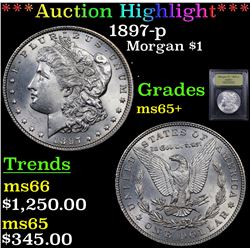 ***Auction Highlight*** 1897-p Morgan Dollar $1 Graded GEM+ Unc By USCG (fc)