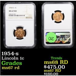 NGC 1954-s Lincoln Cent 1c Graded ms67 rd By NGC
