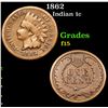 Image 1 : 1862 Indian Cent 1c Grades f+
