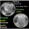 Image 1 : 1924-p Peace Dollar $1 Grades Choice+ Unc
