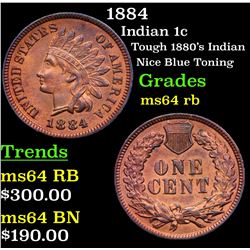 1884 Indian Cent 1c Grades Choice Unc RB