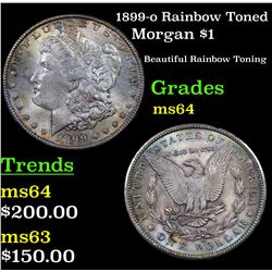 1899-o Rainbow Toned Morgan Dollar $1 Grades Choice Unc