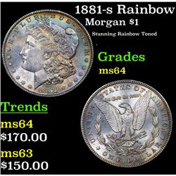 1881-s Rainbow Toned Morgan Dollar $1 Grades Choice Unc