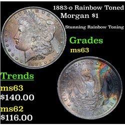 1883-o Rainbow Toned Morgan Dollar $1 Grades Select Unc