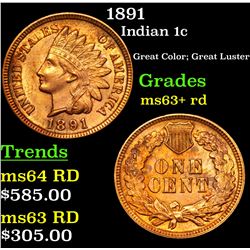 1891 Indian Cent 1c Grades Select+ Unc RD
