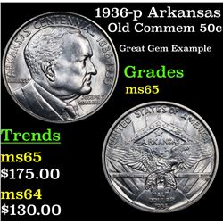 1936-p Arkansas Old Commem Half Dollar 50c Grades GEM Unc