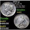 Image 1 : 1921-p Peace Dollar $1 Grades Select Unc
