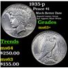 Image 1 : 1935-p Peace Dollar $1 Grades Select+ Unc