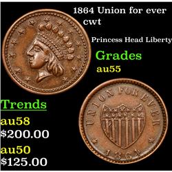 1864 Union for ever Civil War Token 1c Grades Choice AU