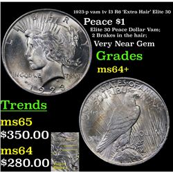 1923-p vam 1v I3 R6 'Extra Hair' Elite 30 Peace Dollar $1 Grades Choice+ Unc
