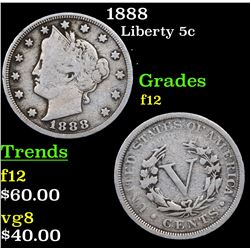 1888 Liberty Nickel 5c Grades f, fine