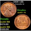 Image 1 : 1909 vdb Lincoln Cent 1c Grades Gem+ Unc RB