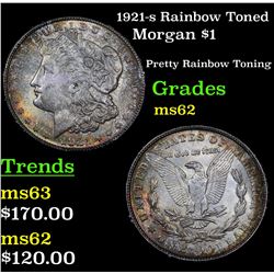 1921-s Rainbow Toned Morgan Dollar $1 Grades Select Unc