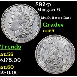 1892-p Morgan Dollar $1 Grades Choice AU