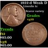 Image 1 : 1922-d Weak D Lincoln Cent 1c Grades vg+