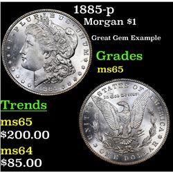 1885-p Morgan Dollar $1 Grades GEM Unc