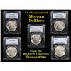 Image 1 : 5 Unc Morgan $1 Graded By PCGS Mixed Dates From The McClaren Collection