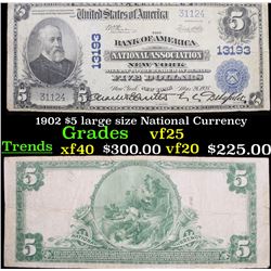 1902 $5 large size National Currency  Grades