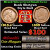 Image 1 : Mixed small cents 1c orig shotgun roll, 1918-s Wheat Cent, 1888 Indian Cent other end, McDonalds Wra