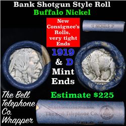 Buffalo Nickel Shotgun Roll in Old Bank Style 'Bell Telephone'  Wrapper 1919 & d Mint Ends