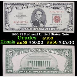 1963 $5 Red seal United States Note Grades