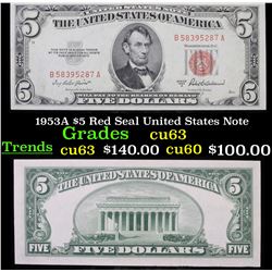 1953A $5 Red Seal United States Note Grades