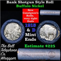 Buffalo Nickel Shotgun Roll in Old Bank Style 'Bell Telephone'  Wrapper 1915 & d Mint Ends