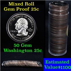 ***Auction Highlight*** Proof Mixed Washington Quarter 25c roll date range 1968-2008, 40 pieces (fc)
