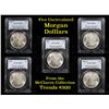 Image 1 : 5 Unc Morgan $1 Graded By PCGS Mixed Dates From The McClaren Collection
