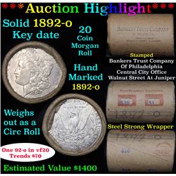 ***Auction Highlight*** Full solid date 1892-o Morgan silver $1 roll, 20 coins (fc)