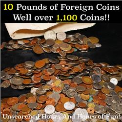 10 LBS of Mixed Foreign Coins Well Over 1100 Coins Unsearched Hours & Hours of Fun