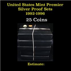 Group of 5 United States Mint Premier Silver Proof Set 1992-1996 25 coins