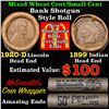 Image 1 : Mixed small cents 1c orig shotgun roll, 1920-d Wheat Cent, 1899 Indian Cent other end,McDnalds Wrapp