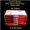 Image 1 : Group of 5 United States Mint Silver Proof Set 2000-2004 51 coins