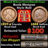 Image 1 : Mixed small cents 1c orig shotgun roll, 1917-s Wheat Cent, 1888 Indian Cent other end, McDonalds Wra