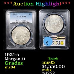 ***Auction Highlight*** PCGS 1921-s Morgan Dollar $1 Graded ms64 By PCGS (fc)