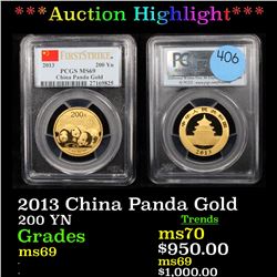 ***Auction Highlight*** PCGS 2013 China Panda Gold 200 YN Graded ms69 By PCGS (fc)