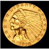 Image 2 : ***Auction Highlight*** 1928-p Gold Indian Quarter Eagle $2 1/2 Graded Select Unc By USCG (fc)